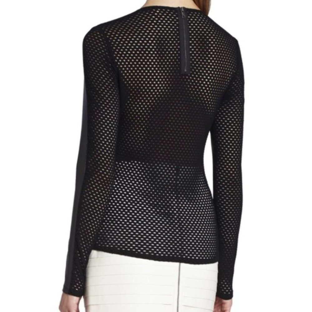 BCBGMAXAZRIA Callan Long Sleeve Contrast Back Top Medium